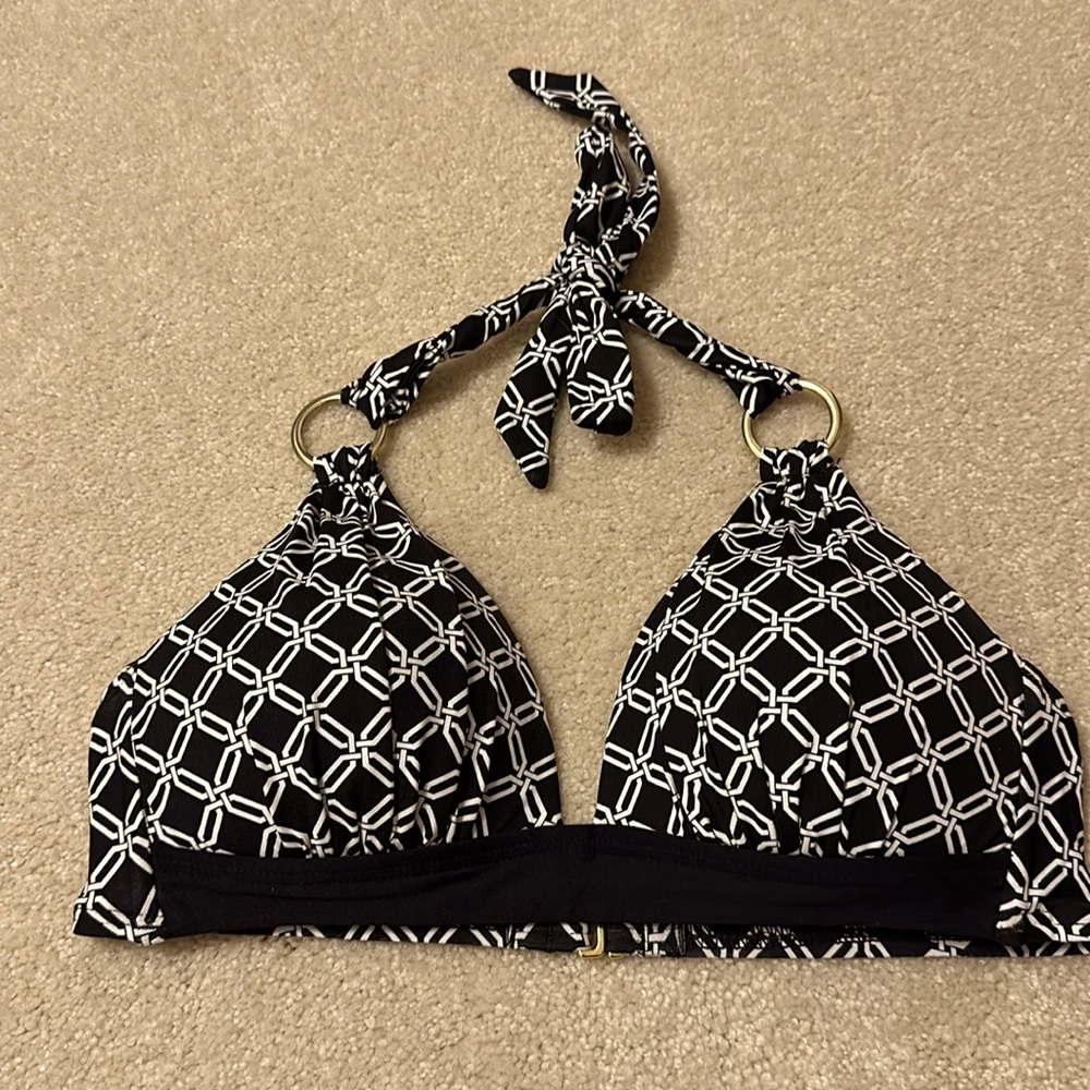 Liz Claiborne swim suit top size 6 Black and white with padded cups